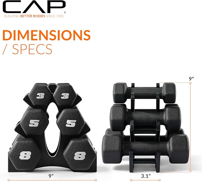 CAP Barbell Neoprene Dumbbell Weights Pairs & Sets | Black