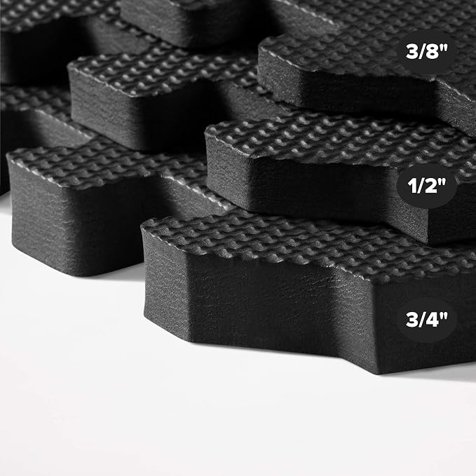 We Sell Mats 1/2 Inch Thickness Multipurpose EVA Foam Floor Tiles, Interlocking Floor Mat for Indoor Gym and Home Use, 24 in x 24 in, Black