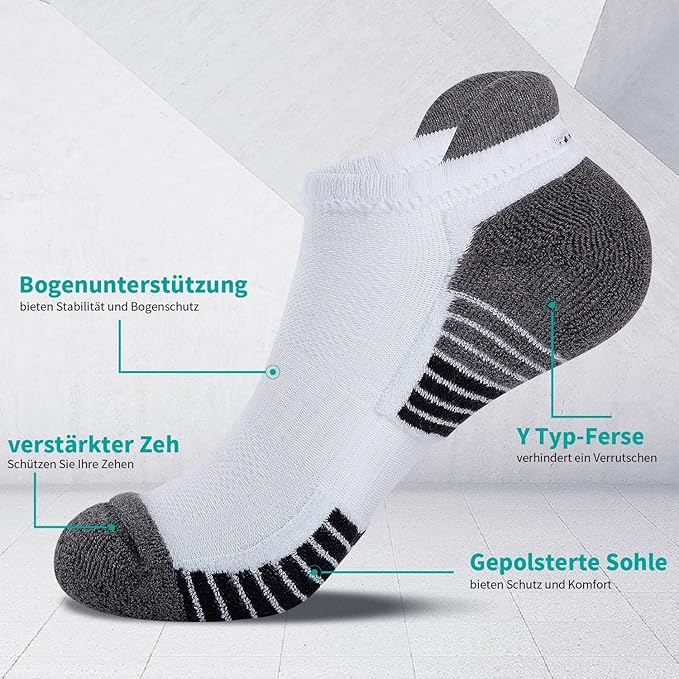 Lapulas Athletic Running Ankle Socks, Low Cut Cushioned Anti-Blister Tab Sports Socks Men Women 6Pairs