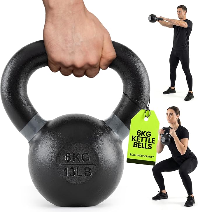 Rage Fitness Single Cast Iron Kettlebell | Powder Coated - Wide Handle Weights for Core & Glute Workouts; Swings, Squats, Deadlifts; Strength, Endurance & Flexibility for Men & Women
