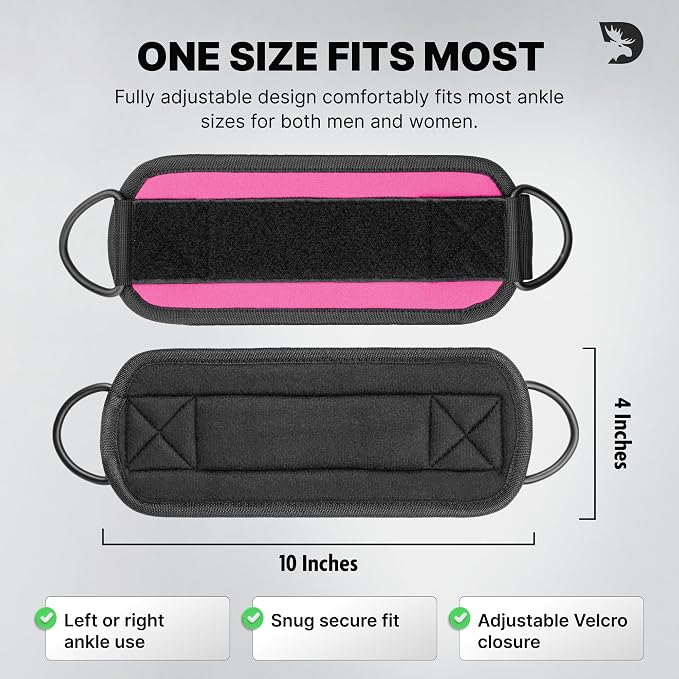 DMoose Ankle Strap for Cable Machine - One Size Fit with Premium Padding, Workout Kickback Ankle Cuffs, Ankle Bands for Working Out, Booty Workouts, Leg Extension, Hip Abductors & Lower Body Exercises