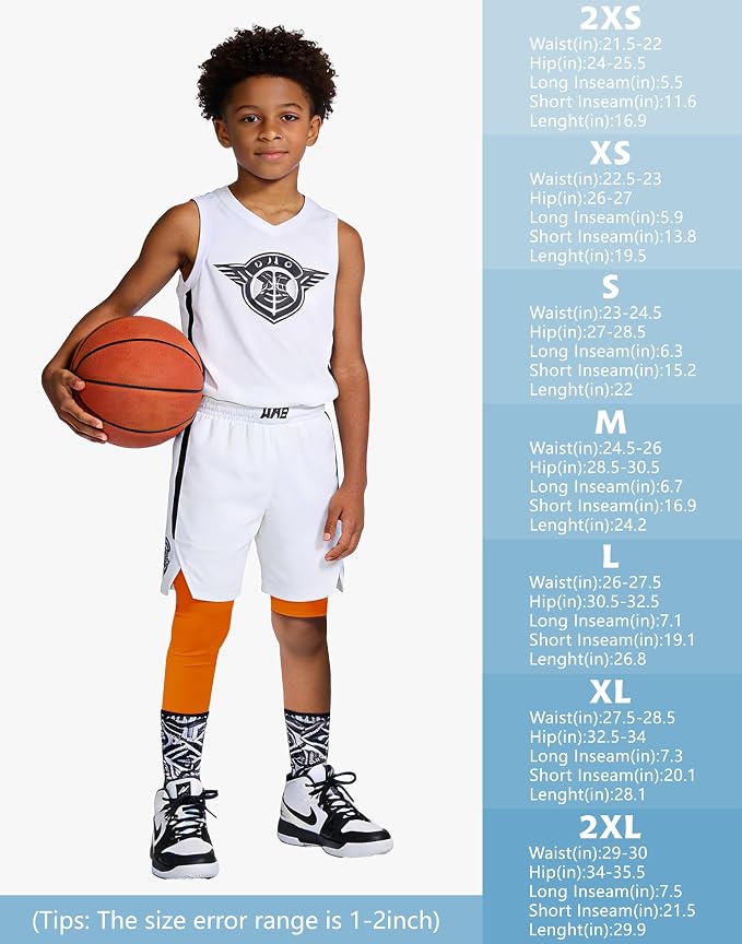 MIVEI One Leg Compression Tights Youth Boys Basketball Leg Sleeve | Kids Compression Pants Girls' Single Leg Tights 3/4 Leggings for Baseball Softball Soccer Running Football, Sports Base Layer