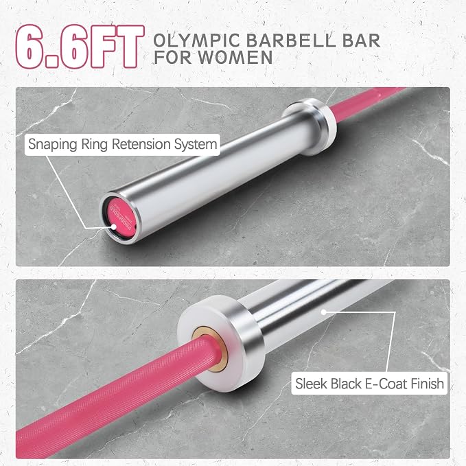 PROOFGOLD 6.6ft Olympic Barbell Bar,35Lb(15kg) Womens Barbell,Bench Press Bar for Squats and Deadlifts,2 Inch Olympic Weight Bar for Home Gym,500LB/700LB