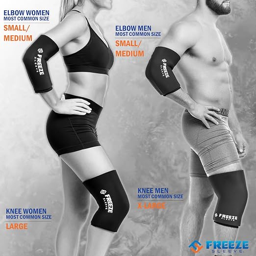 FreezeSleeve Ice and Heat Therapy Sleeve | Reusable Ice Pack Flexible Gel Compression Sleeve for Pain Relief and Recovery of Elbow Knee Ankle Leg Wrist Injuries | Black Small/Medium