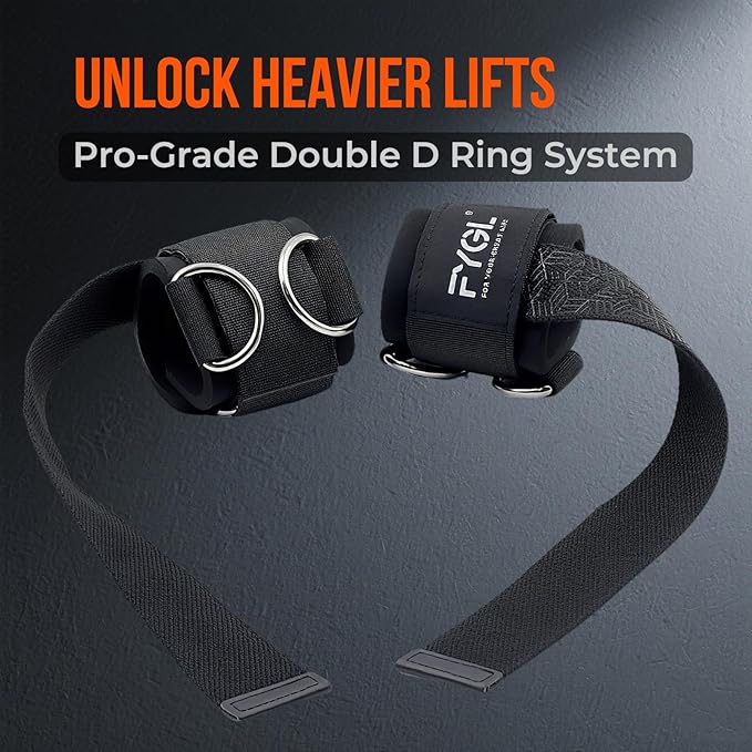 Double D Ring Weightlifting Straps - Neoprene Padding | Anti-slip silicone grip with adjustable fit for deadlifts and cable machines