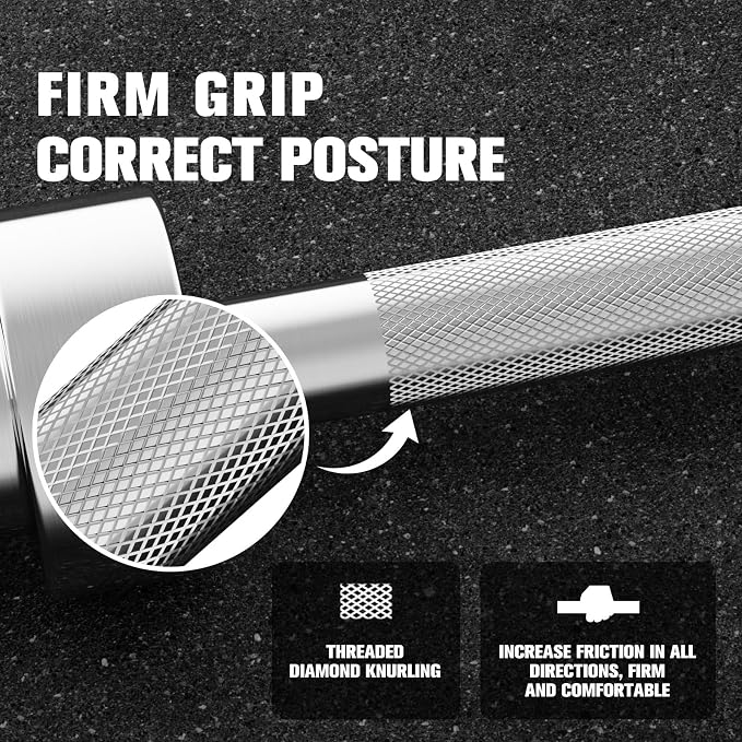RitFit Elite 7ft Olympic Barbell, Robust 45lb Barbell for Weightlifting and Powerlifting, Superior Olympic Bar with Exceptional 500lbs Load Capacity, Weight Bar for 2” Standard Plates