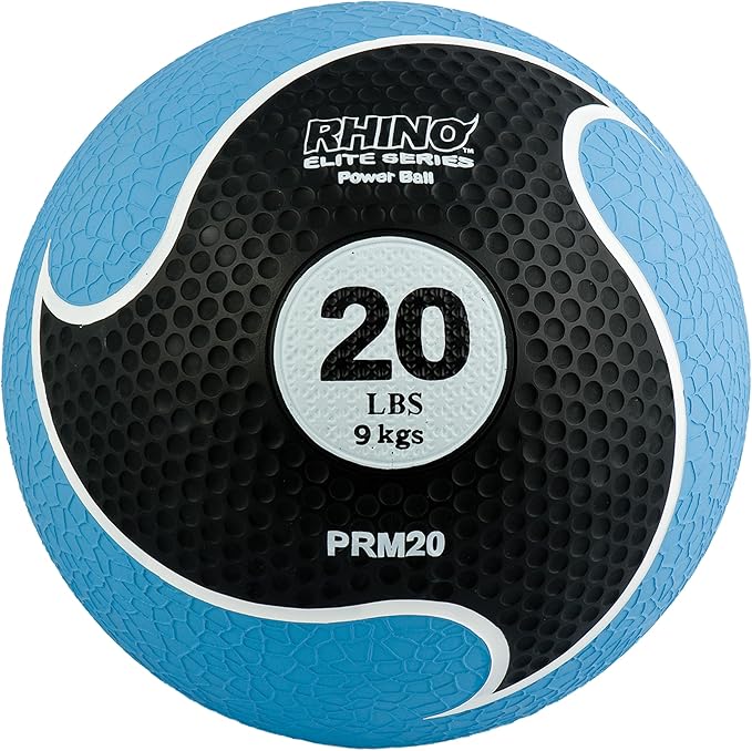 Champion Sports Rhino Elite Medicine Ball – Textured Surface, Superior Grip, Hollow Synthetic Rubber for Consistent Bounce & Durability, Multiple Weights & Colors - Optional Rebounder Sold Separately