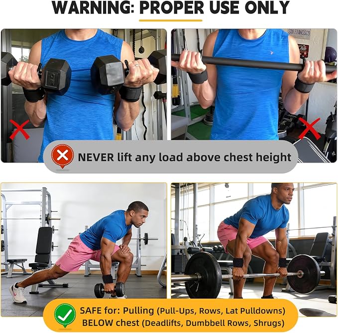 GPANDAG Weight Lifting Hooks for Men and Women (Pair) | 330 LB Heavy Duty Gym Lifting Wrist Strap Hook for Deadlifts, Pull-Ups, Strength Training, 0.4inch Grip Weightlifting Hooks