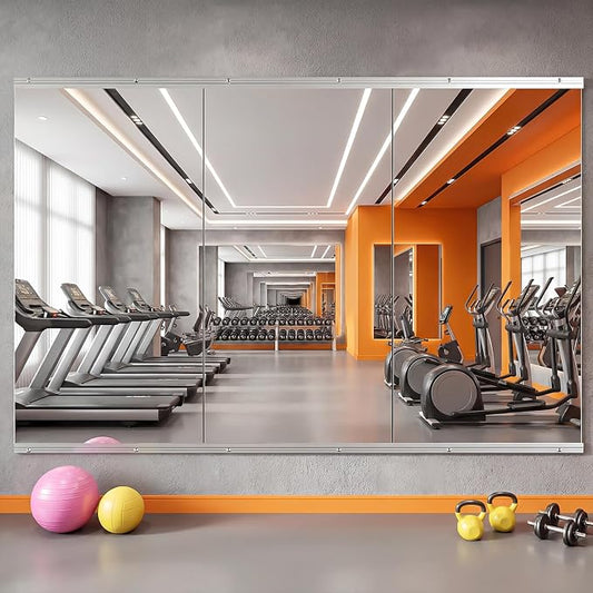 Antok Home Gym Mirror 80"x40" 3PCS, Large Full Length Wall Mounted Mirrors, Frameless Tempered Glass Full Body Mirror for Gym Yoga Dance Studio Garage Bedroom & Bathroom