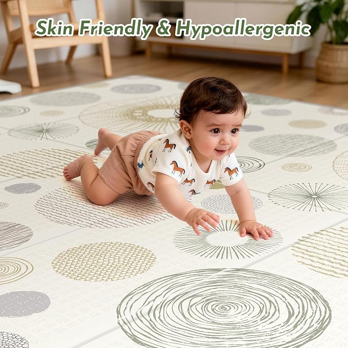 Extra Large Baby Play Mat - Reversible Baby Floor Mat 79x71, Foldable Baby Foam Playmat for Floor, Non-Slip & Thick Baby Play Mat for Floor, Crawling Mat Perfect for Babies, Infants and Toddlers