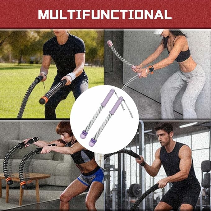 Weighted Ropeless Battle Rope for Home Gym, Workout Exercise Rope for Strength Building, HIIT and Low-Impact Aerobic Training for Men & Women Purple