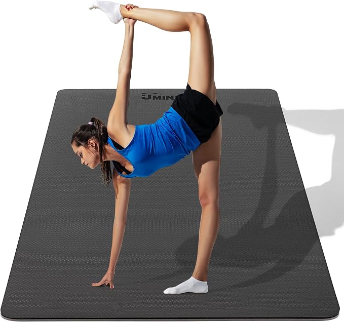 UMINEUX Large Yoga Mat for Men and Women 1/4 & 2/5 Inch Extra Thick TPE Fitness Mat for Home Gym Workout, Non-Slip, Eco Friendly Exercise Mat for Yoga, Pilates, Stretching, Meditation