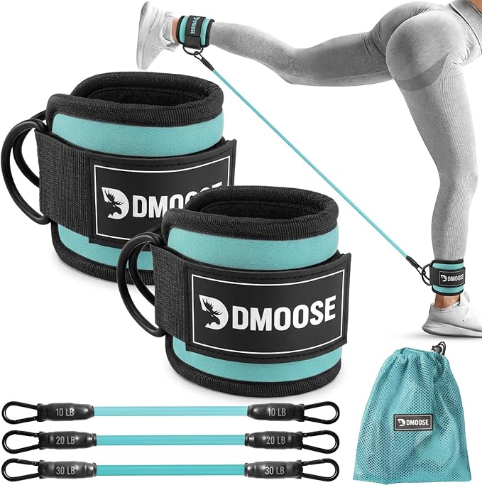 DMoose Ankle Strap for Cable Machine - One Size Fit with Premium Padding, Workout Kickback Ankle Cuffs, Ankle Bands for Working Out, Booty Workouts, Leg Extension, Hip Abductors & Lower Body Exercises