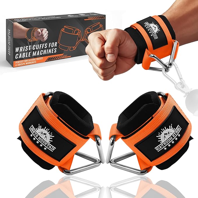 Wrist Cuffs for Cable Machines – Padded & Adjustable Straps for Lateral Raises, Tricep Pushdowns & Strength Training