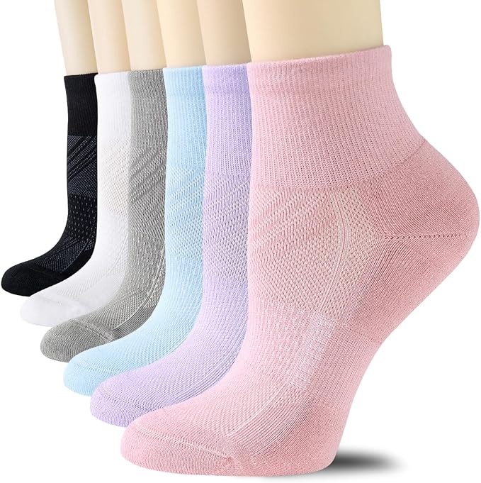 CS CELERSPORT 6 Pairs Women's Running Ankle Socks Athletic Sport Socks Cushioned