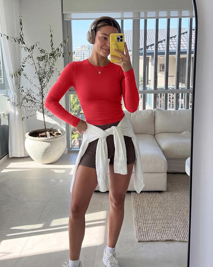 GAYHAY Long Sleeve Shirts for Women Tops Fitted Clothes Fall Fashion 2026 | Basic Tees, Girls School Outfits, Y2k Winter Tshirt, Tight Underscrub, Workout Casual, Cute Trendy Plain Compression Layering