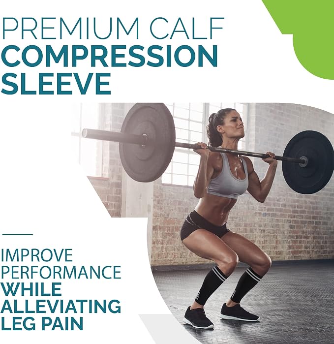 Run Forever Calf Compression Sleeve for Men & Women, 20-30mmHg Compression | Leg Sleeve for Shin Splints, Varicose Veins, Swelling & Pain Relief | Footless socks for Running, Cycling & Travel