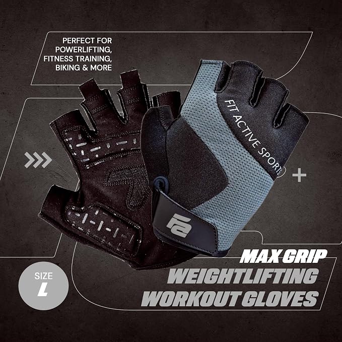 Max Grip Weight Lifting Workout Gloves for Gym Lifting, Biking, Fitness Training | Lightweight, Breathable, Non Slip | Men and Women