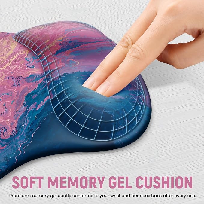 Ergonomic Mouse Pad with Wrist Rest, Gel Wrist Support, Vivid Sea | 10.2 x 7.6 in Mouse Pad with Smooth Fabric Surface and Non-Slip Rubber Base for Office, Home, Study, and Gaming