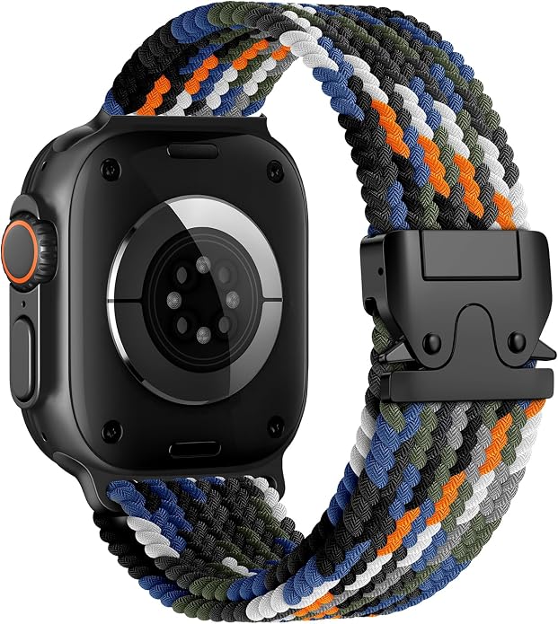 Elastic Sport Band for Apple Watch Ultra 3/2/1 Bands 49mm 46mm 45mm 44mm 42mm 41mm 40mm 38mm Men Women, Adjustable Parachute Buckle Nylon Fabric Wristband for iWatch Series 11 10 SE 9 8 7 6 5 4 3