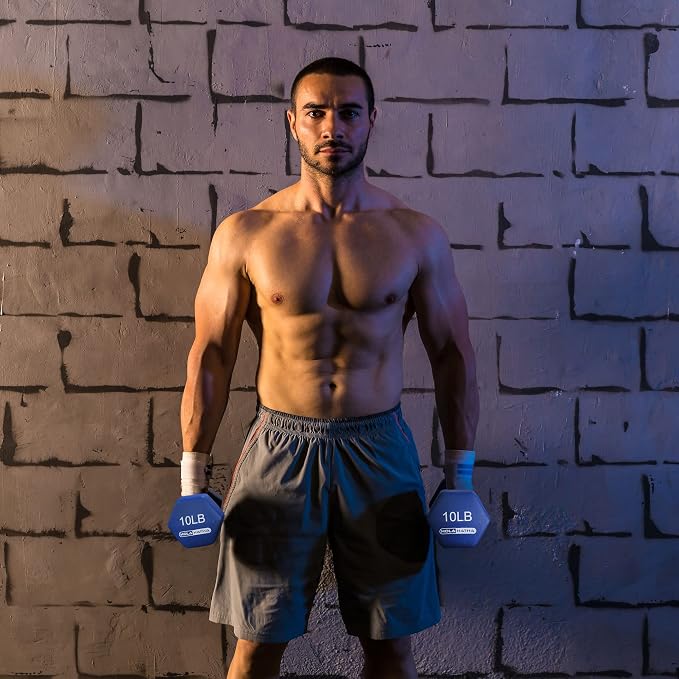 HolaHatha 1, 2 and 3 lb Neoprene Dumbbell Strength Training Weight Set with Rack