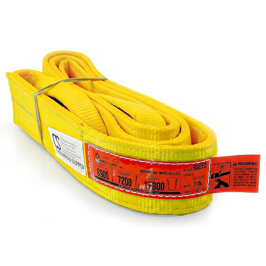 DD Sling 3 Inch x 10 Foot Nylon Lifting Sling – USA Made, 8,900 lb Vertical, 7,200 lb Choker, 17,800 lb Basket – 2-Ply Heavy Duty 900 Webbing, Type 4 Twisted Eye & Eye Rigging Sling