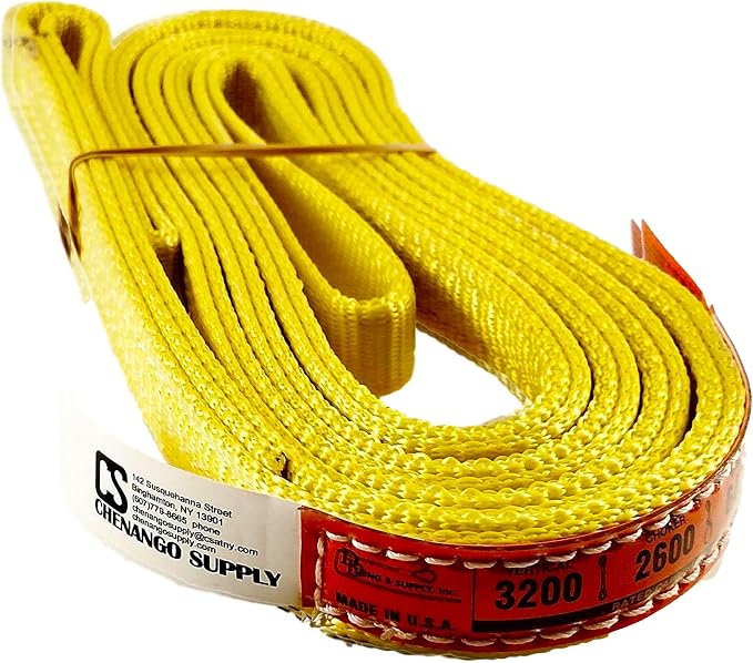 DD Sling 1 Inch x 20 Foot Nylon Lifting Sling – USA Made, 3,200 lb Vertical, 2,600 lb Choker, 6,400 lb Basket – 2-Ply Heavy Duty 900 Webbing, Type 3 Flat Eye & Eye Rigging Sling