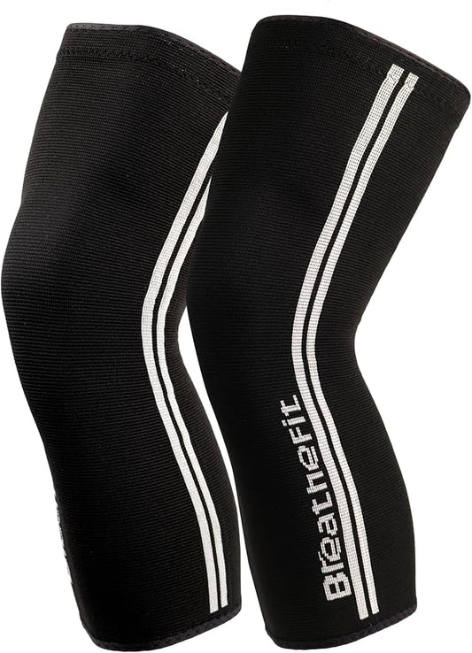 Bamboo Knee Sleeves 1Pair, Extra long, Non-Slip Silicone Grip, Premium Men & Women Knee Compression and Support
