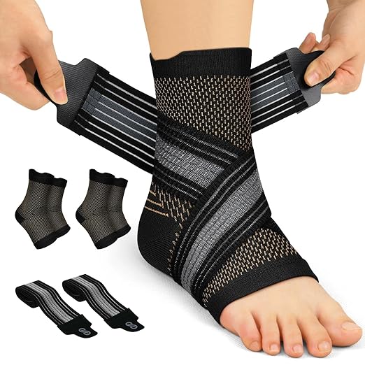 2 Pairs Ankle Braces for Men & Women, Support for Plantar Fasciitis Relief | Arch & Ankle Support Brace with Removable Strap for Swelling, Achilles Tendonitis, Faster Recovery & Boosts Circulation