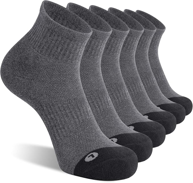 FITRELL 6 Pack Men's Athletic Ankle Socks Cushioned Sports Running Socks 7-9/9-12/12-15