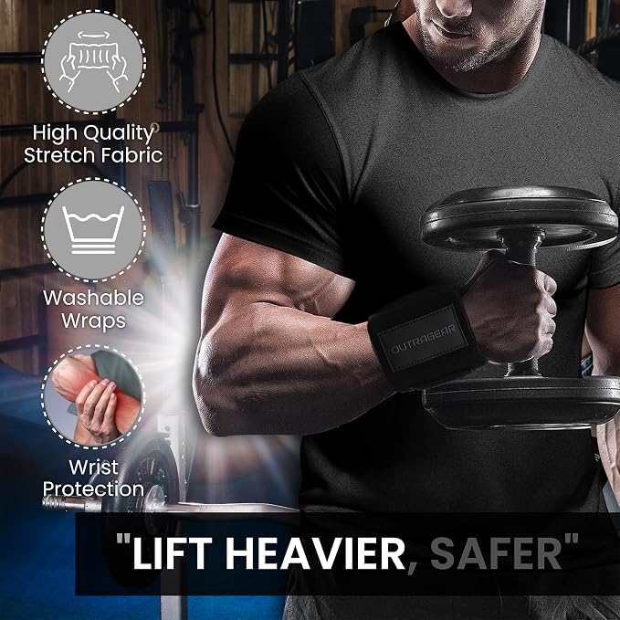 18" OG-Grade Wrist Wraps for Weightlifting – Heavy Duty Wrist Support with Thumb Loop & Lockdown Strap – Wrist Straps for Powerlifting, Bench Press & Gym Training