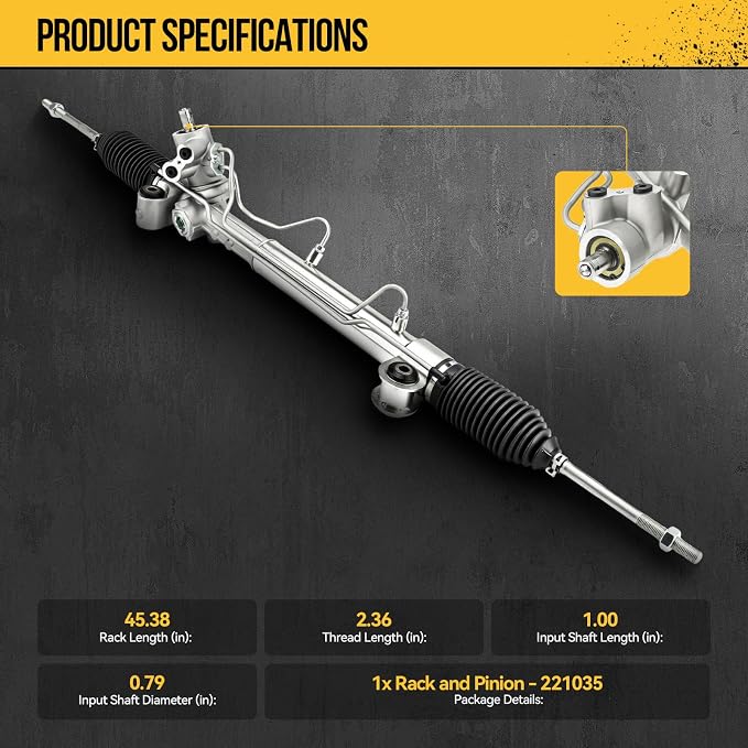 KAC Power Steering Rack and Pinion Replacement for Chevy Malibu 06-10 3.5L/08-12 3.6L/06-07 3.9L, Saturn Aura 07-08 3.5L/07-09 3.6L, Pontiac G6 06-10 3.5L/06-09 3.9L/07-09 3.6L Replace 22-1035