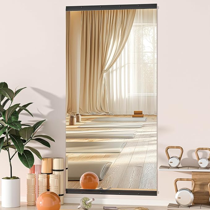 Hasipu Gym Wall Mirror, 72" x 31" Frameless Tempered Glass Full Length Mirror, Wall Mounted Large Full Body Workout Mirror for Home Gym Yoga Dance Studio Garage Living Room Fitness Exercise