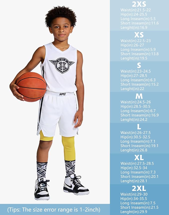MIVEI One Leg Compression Tights Youth Boys Basketball Leg Sleeve | Kids Compression Pants Girls' Single Leg Tights 3/4 Leggings for Baseball Softball Soccer Running Football, Sports Base Layer