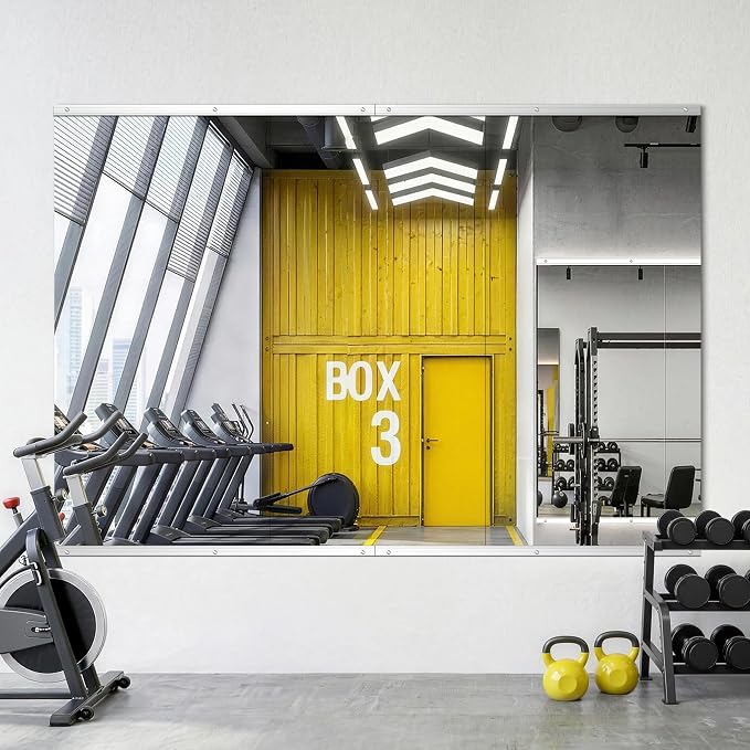 Home Gym Mirrors for Wall, 48”x24”x3 PCS Large Workout Mirrors for Home Gym | Tempered Glass, HD Reflection, Full Length Frameless body mirror for Home Gym, Garage, Yoga, Dance, Bedroom(Silver)