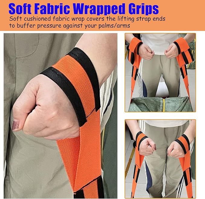 2-Pack Heavy Duty Furniture Moving Straps, 660LBS Adjustable PP Lifting Bands, Ergonomic Portable Carrying Belts for Furniture, Appliances, Heavy Boxes, Home Garage Office Moving