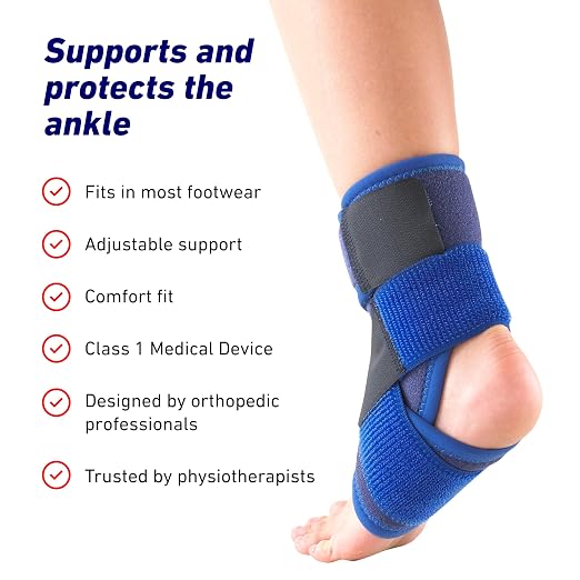 Neo-G Ankle Brace for Kids - Support for Juvenile Arthritis, Joint Pain, Ankle Injuries from Gymnastics, Basketball, Volleyball - Adjustable Compression - Class 1 Medical Device - One Size – Blue