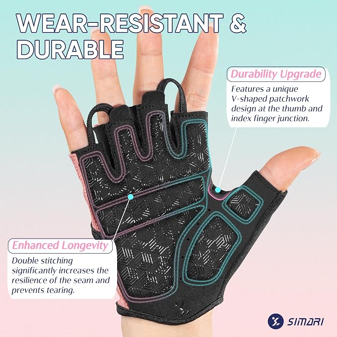 SIMARI Workout Gym Gloves for Men Women, Weight Lifting Gloves with Wrist Wrap Support, SBR Pad Grip for Full Palm Protection, for Exercise, Fitness, Dumbbells, Barbell, Climbing, Fingerless