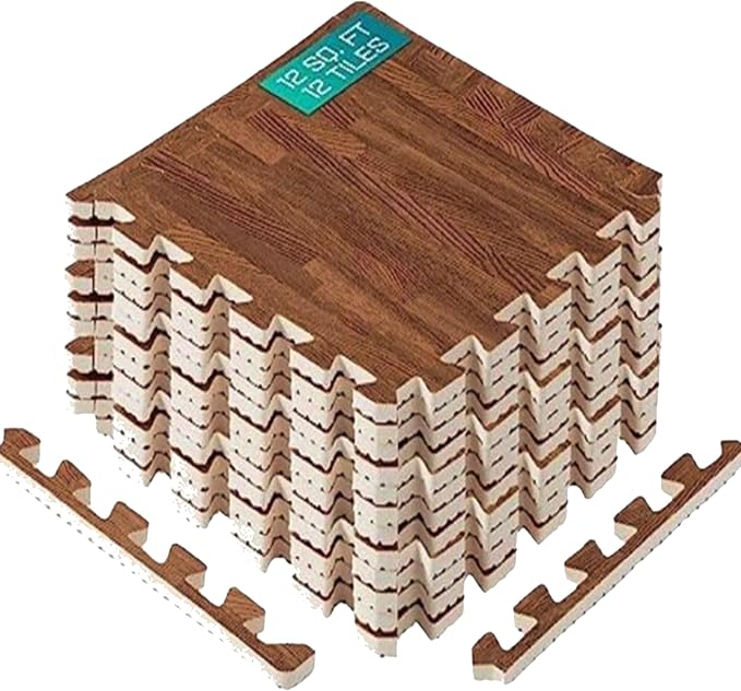 Yes4All EVA Interlocking Mats, Puzzle Floor Tiles, Foam Floor Padding with Border for Furniture, Home Space, Living Room, Garage 11,22,32 SQFT