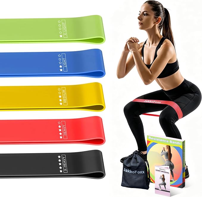 Resistance Loop Exercise Bands, Resistance Bands Exercise Bands for Home Fitness, Stretching, Strength Training, Physical Therapy,Elastic Workout Bands for Women Men Kids, Set of 5