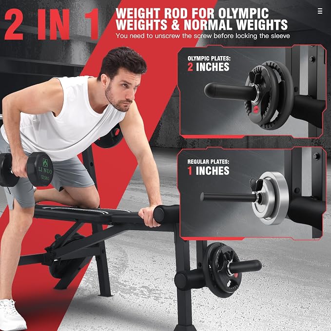 OPPSDECOR 900 LBS Weight Bench Set with Squat Rack, Adjustable Bench Press Set with Leg Extension and Leg Curl, Foldable Flat/Incline/Decline Workout Bench for Home Gym