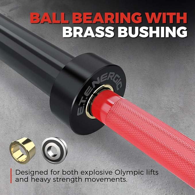 7FT Alloy Steel Olympic Barbell, 700LB 40LB | 30mm knurled grip bar with rotating sleeves, chrome finish, 2-inch plate fit, and 700LB capacity for home gym lifts