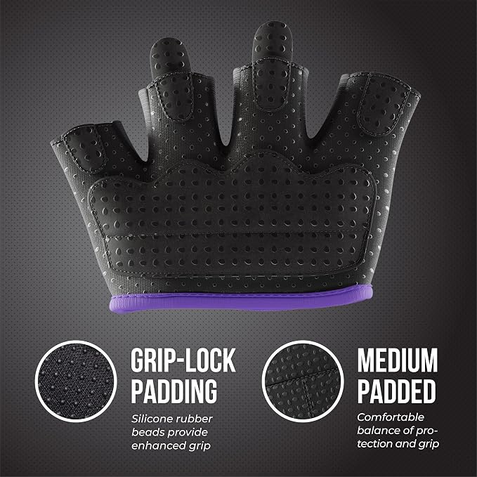 Contraband Pink Label 5537 Womens Micro Weight Lifting Gloves w/Grip-Lock Silicone Padding (Pair) - Minimalist Half Gloves - Apple Watch Friendly