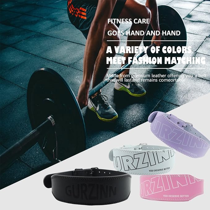 9mm Leather Fitness Weight Lifting Belt for Women&Men with 4 Inches Padded Lumbar Support for Power Lifting Workout & Squats Exercise