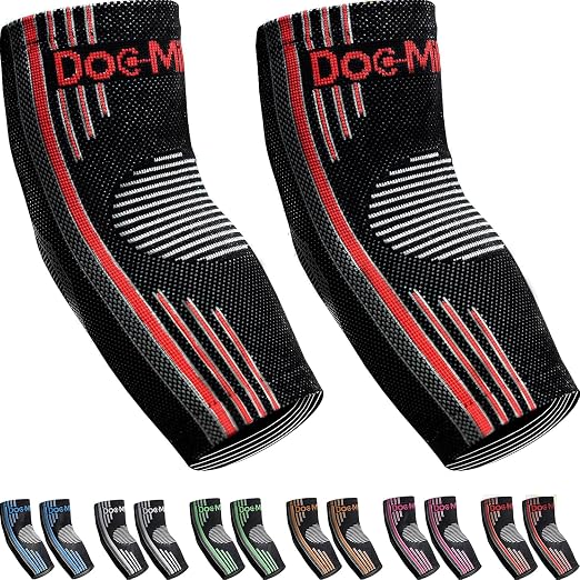 Doc Miller Elbow Compression Sleeves for Tendonitis, Women & Men, 1 Pair | Compression support, Arm Brace, Tennis Injuries, Bursitis Relief, Tendon Care, Active Use, Sports & Recovery