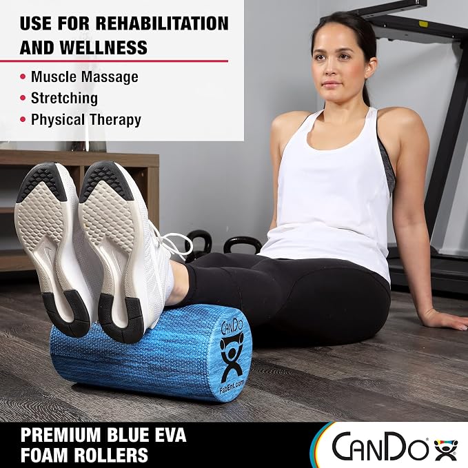 CanDo Blue Marble High Density EVA Foam Roller For Muscle Restoration, Massage Therapy, Sport Recovery, And Physical Therapy. 6" x 36", Round