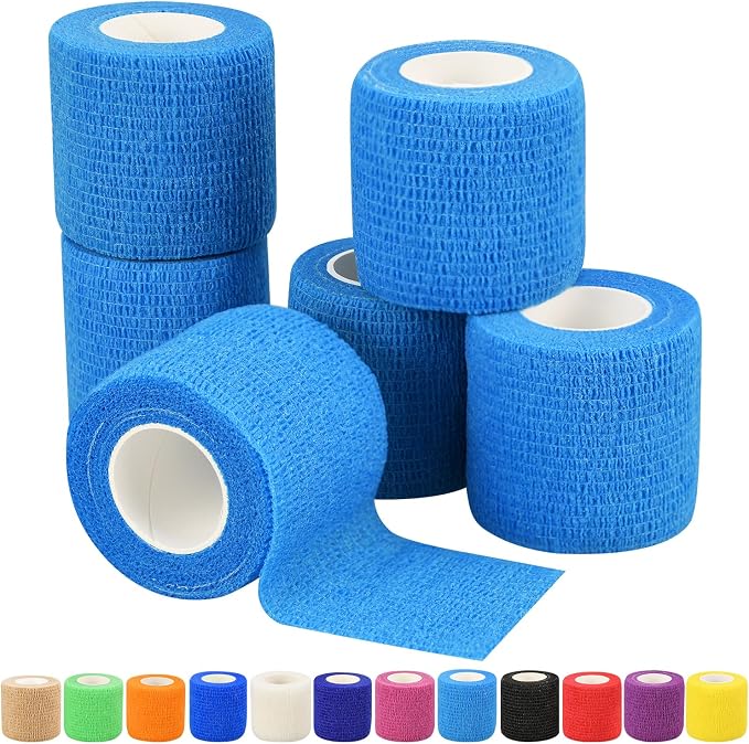6pcs 2in Self Adhesive Bandage Wraps, 12 Colors, 5 Yard Wraps for Sports