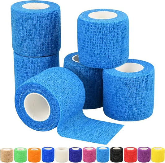 6pcs 2in Self Adhesive Bandage Wraps, 12 Colors, 5 Yard Wraps for Sports