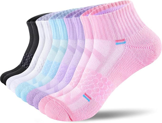 IRAMY Light Compression Socks for Women Arch Support Athletic Cushioned Anti-Blister Comfort Running Ankle Socks 3/5 Pairs