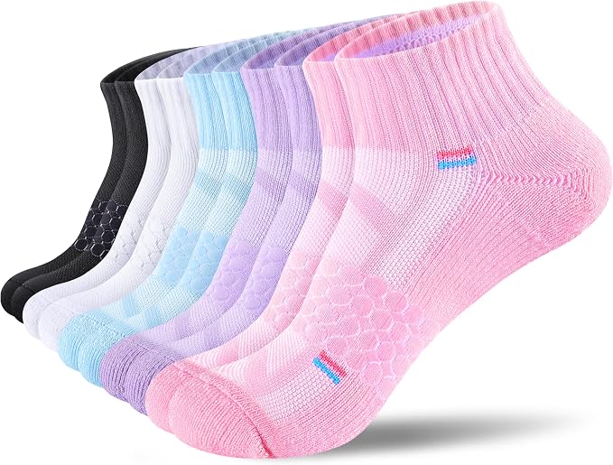 IRAMY Light Compression Socks for Women Arch Support Athletic Cushioned Anti-Blister Comfort Running Ankle Socks 3/5 Pairs
